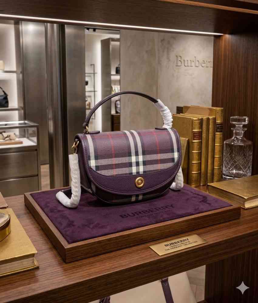 Burberry Highlands Vintage Check Dark Brown Handbag-thumb-0