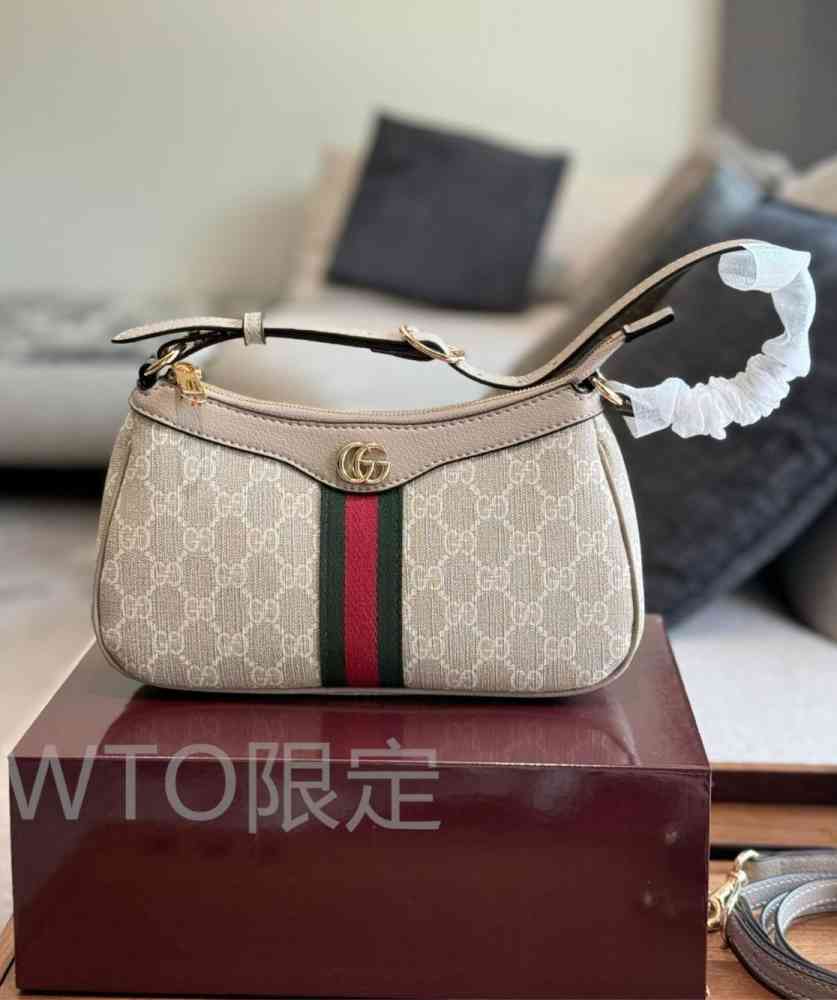 Gucci GG Ophidia Signature Strap Beige Shoulder Bag-thumb-0