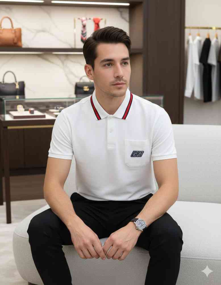 Gucci White Premium Quality Polo T-shirt-thumb-1