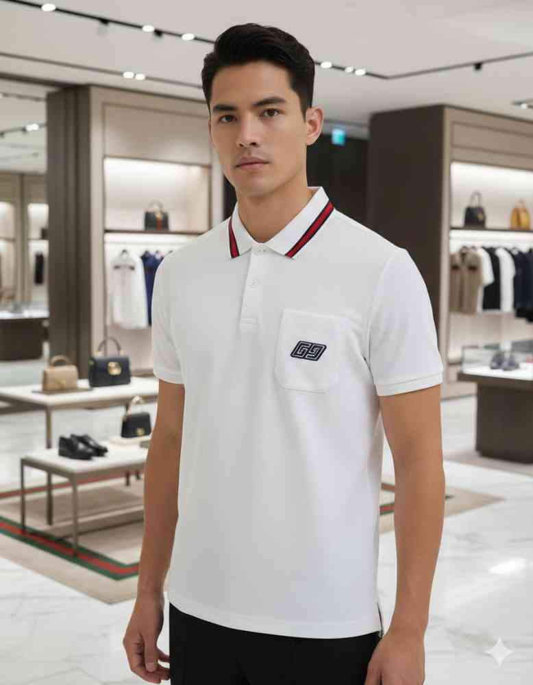 White Gucci Black Premium Quality Polo T-shirt