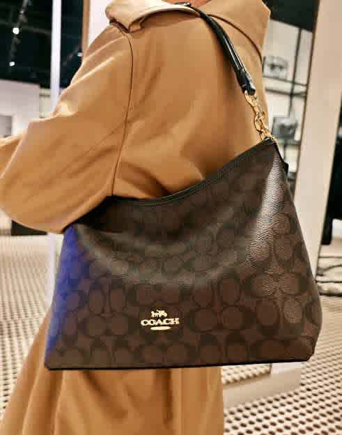 Dark Brown Coach Laurel Beige HandBag