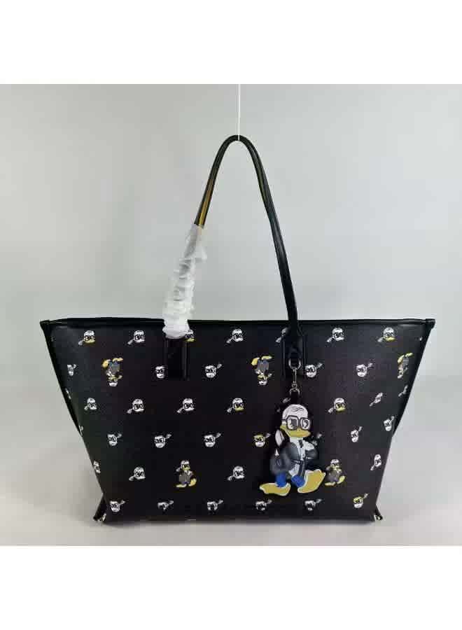 Karl Lagerfeld X Donald Duck Print Black Tassle Tote Bag-thumb-0