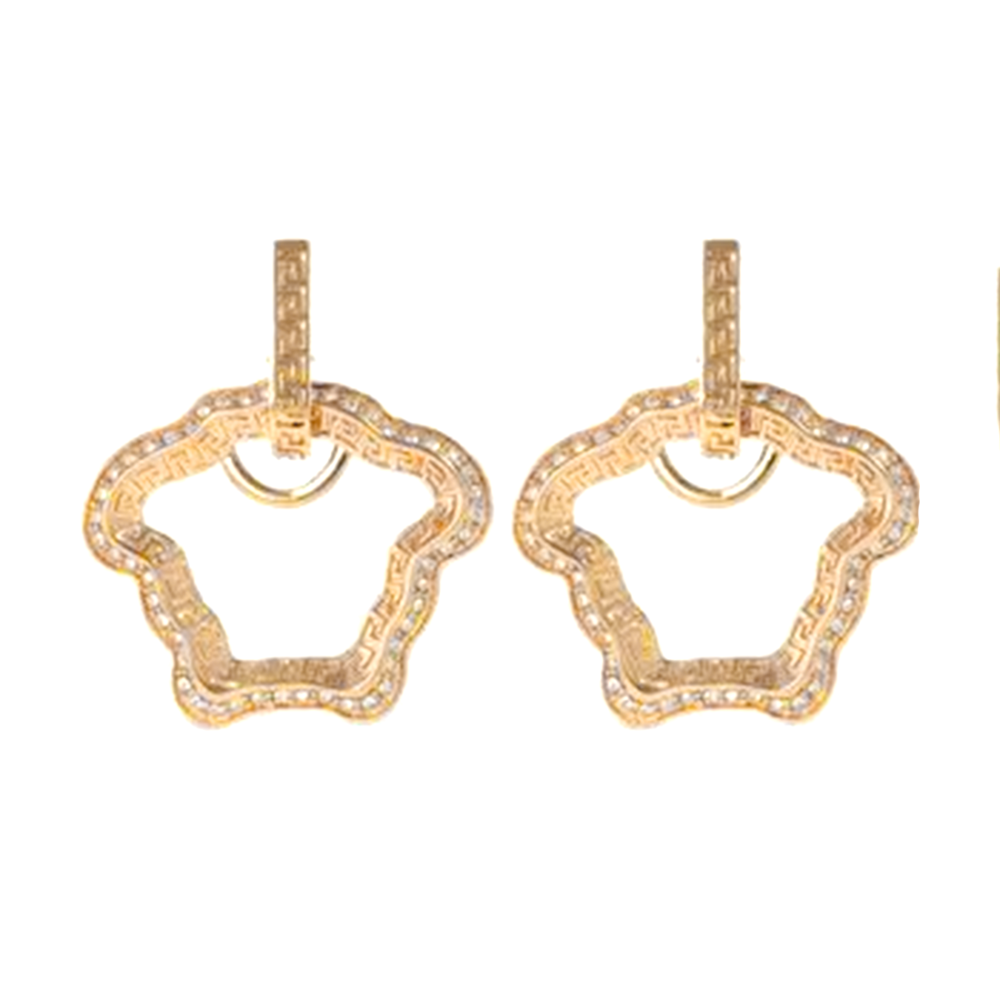 Versace Crystal La Medusa Curve Drop Earrings-thumb-0