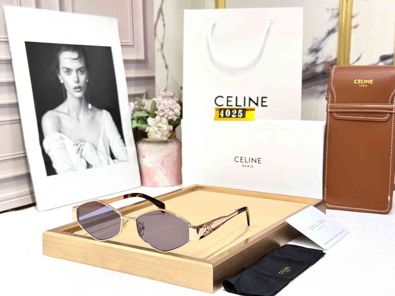 Pink Celine Green Premium Women's Sunglasses