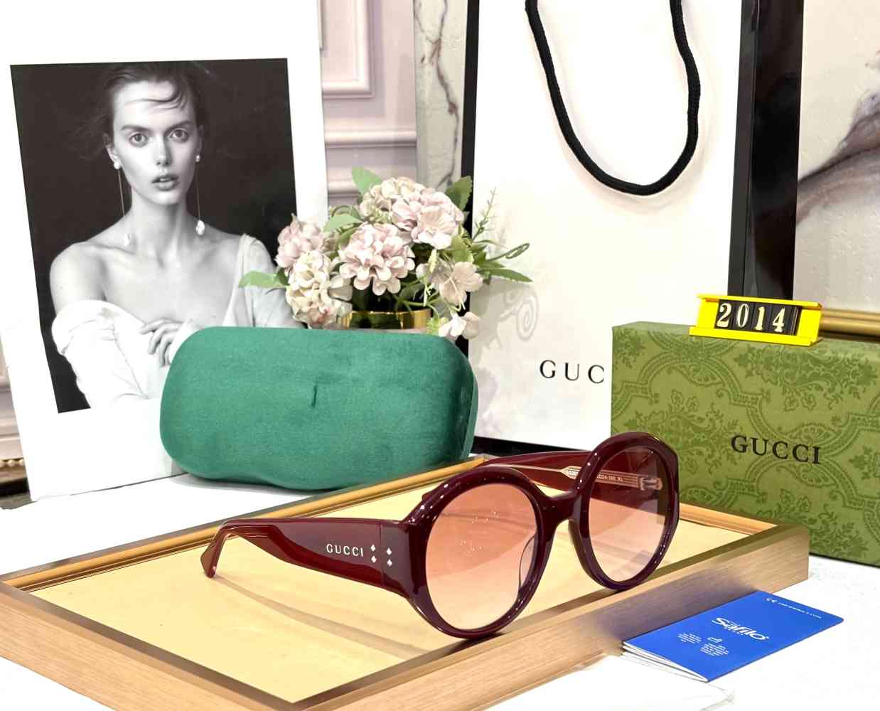 Gucci Wine GG Women's Sunglasses-thumb-0