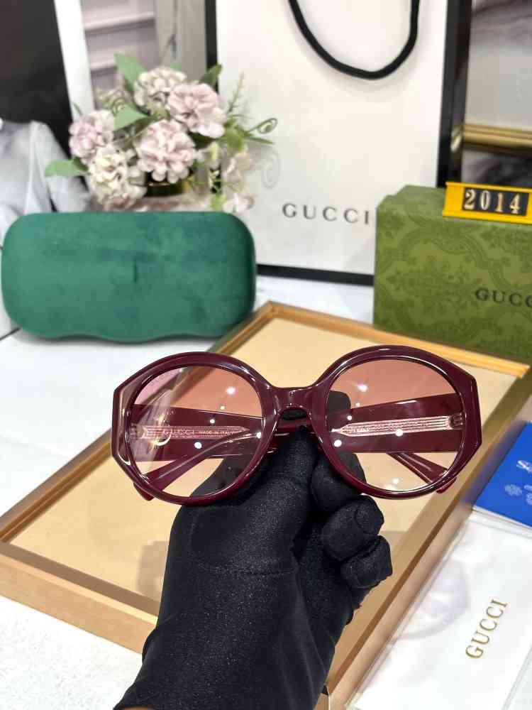 Gucci Wine GG Women's Sunglasses-thumb-4