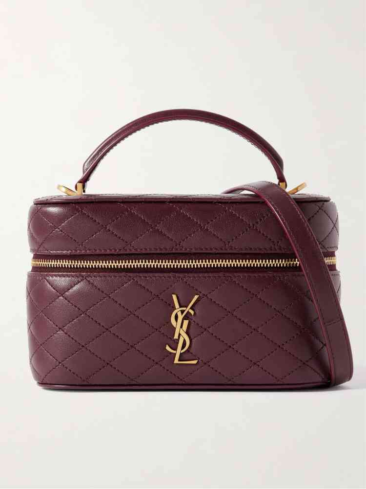 Wine YSL Gaby Vanity Small Black HandBag