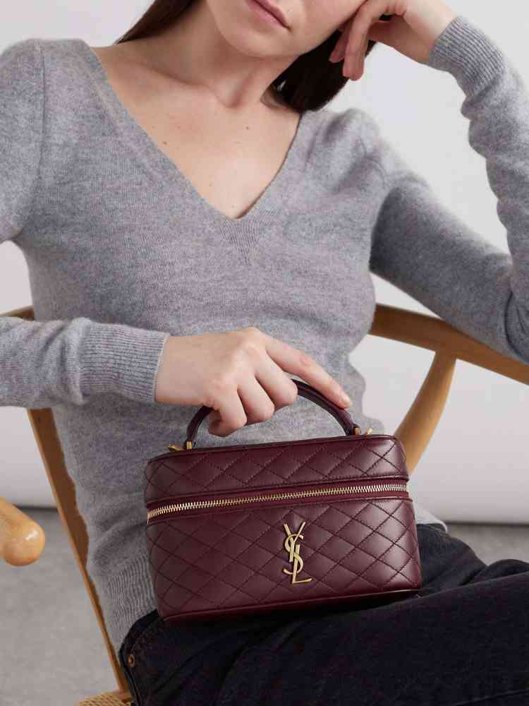 YSL Gaby Vanity Small Wine HandBag-3