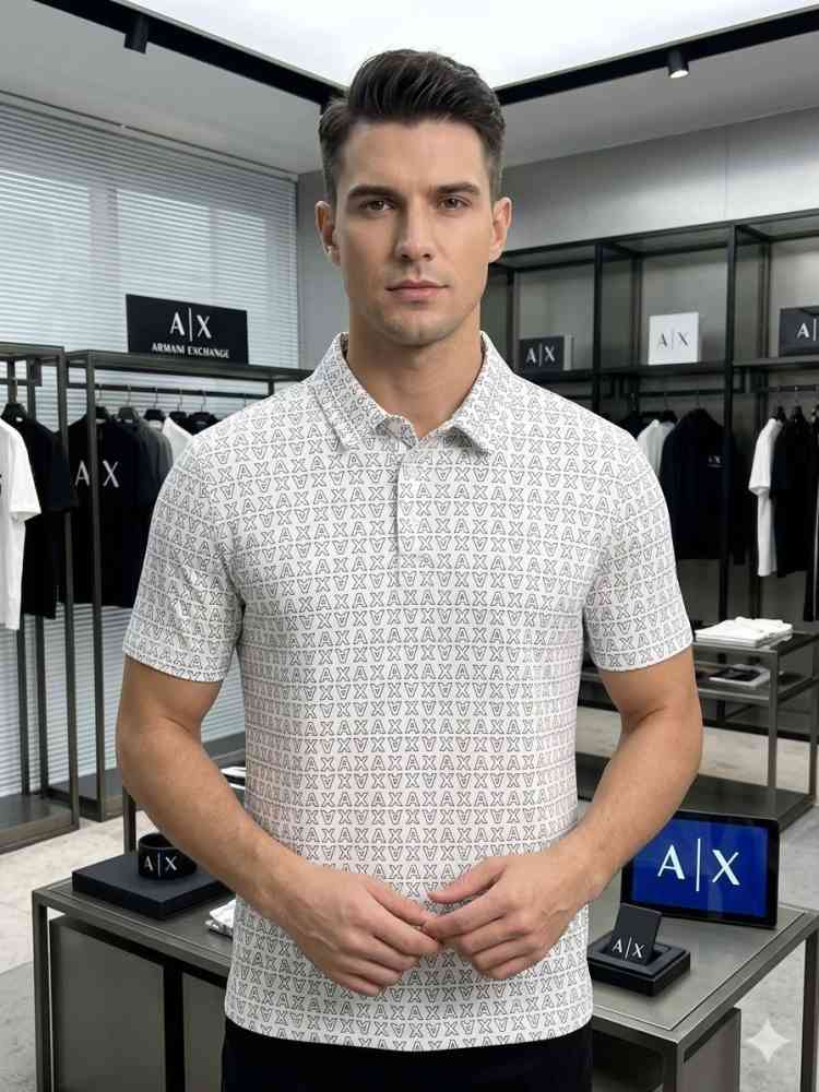 Armani Exchange White Premium Quality Polo Shirt-thumb-1