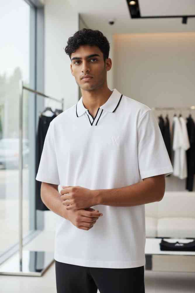 White Armani Exchange Sky Blue Premium Quality Polo Shirt