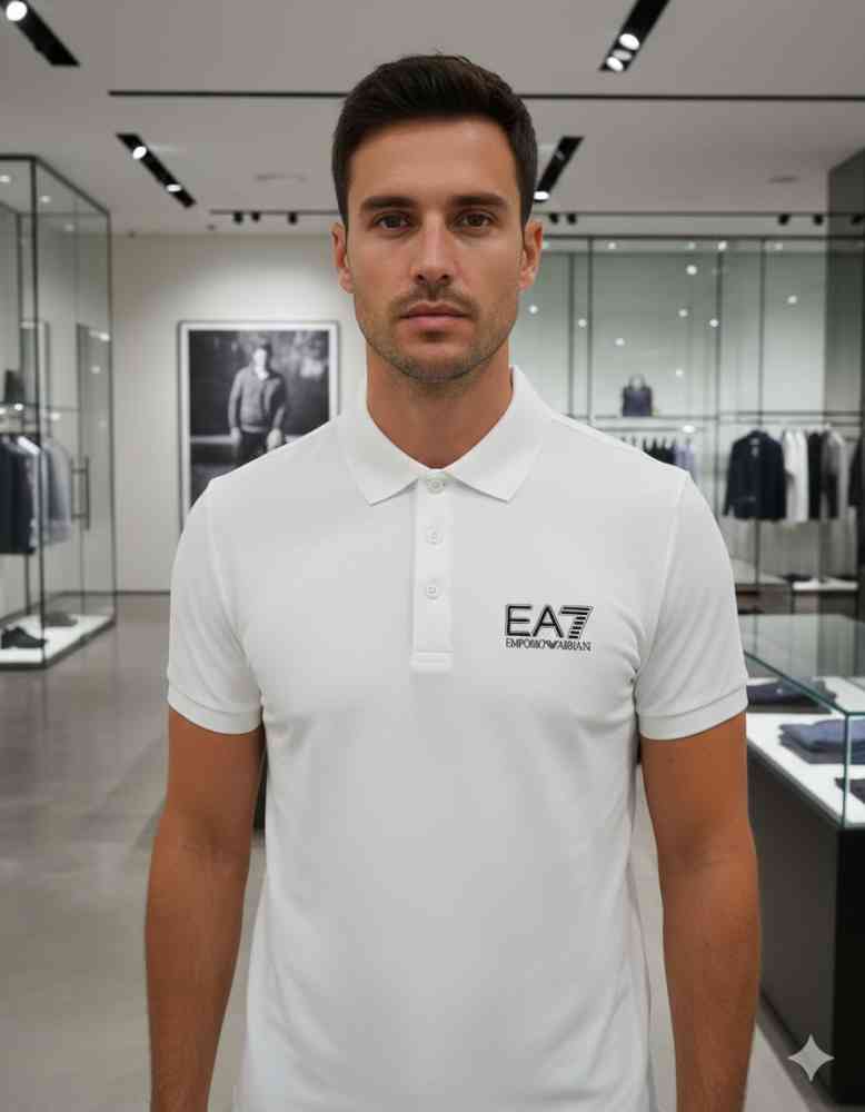 White Emporio Armani Black Premium Quality Polo T-shirt