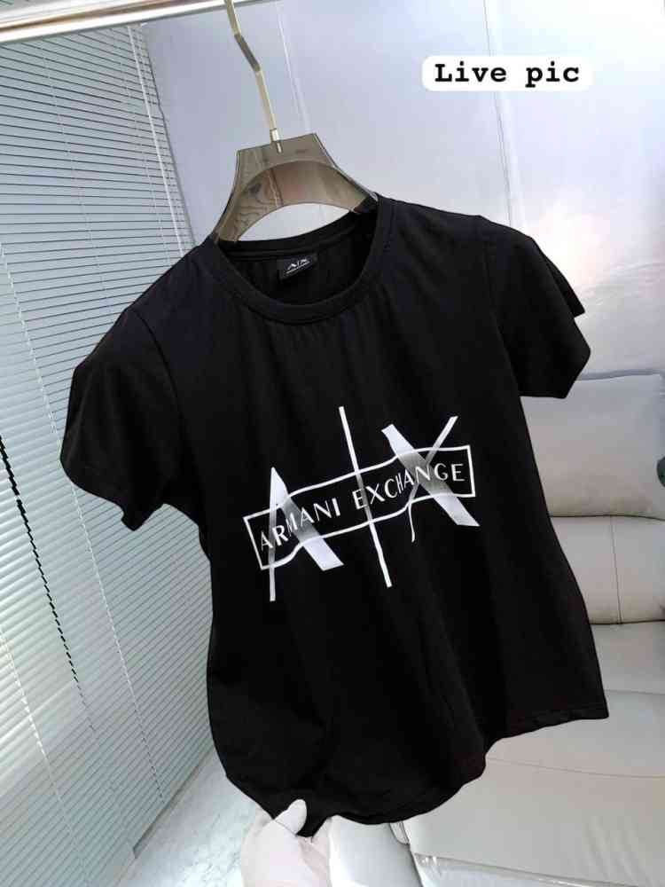 Armani Exchange Black Premium Quality Women T-shirt-thumb-1
