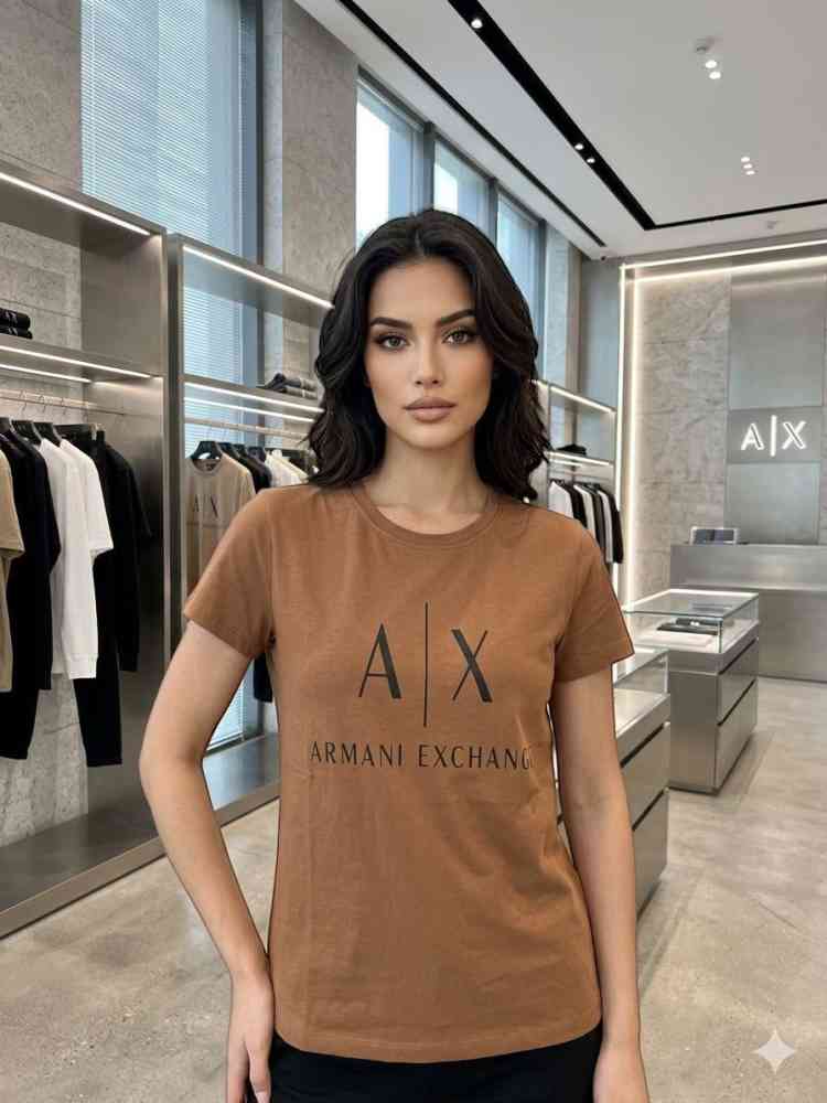 Brown Armani Exchange Black Premium Quality Women T-shirt