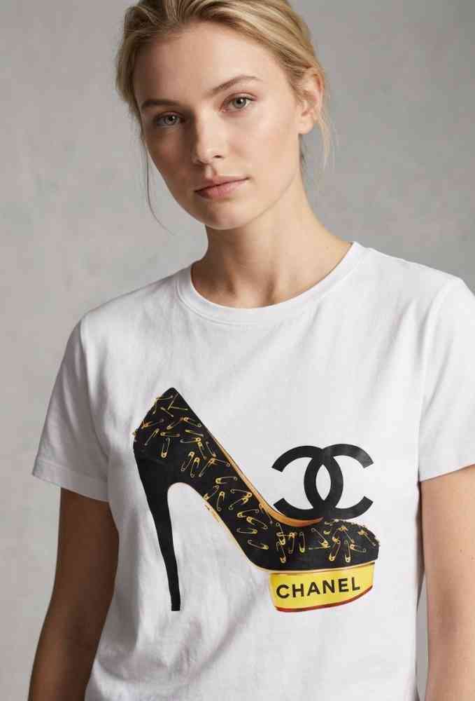 White Chanel Black Premium Quality T-Shirt