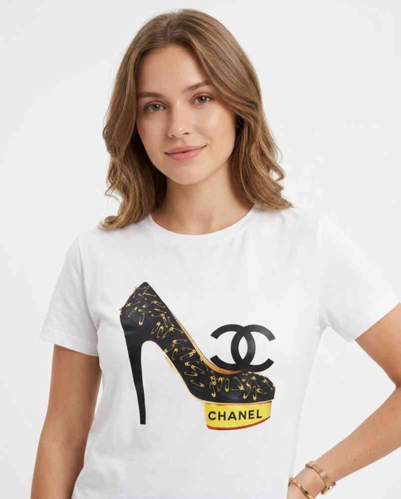 Chanel White Premium Quality T-Shirt-thumb-1