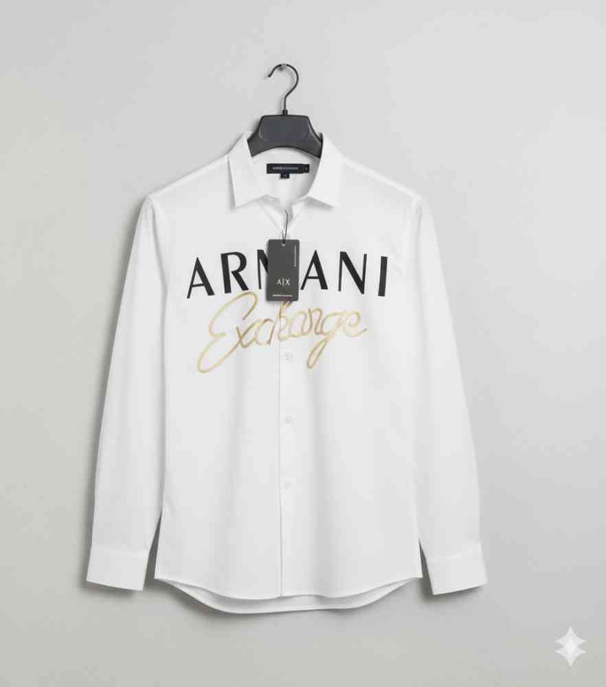 Armani Exchange White Premium Quality Cotton Shirt-thumb-1