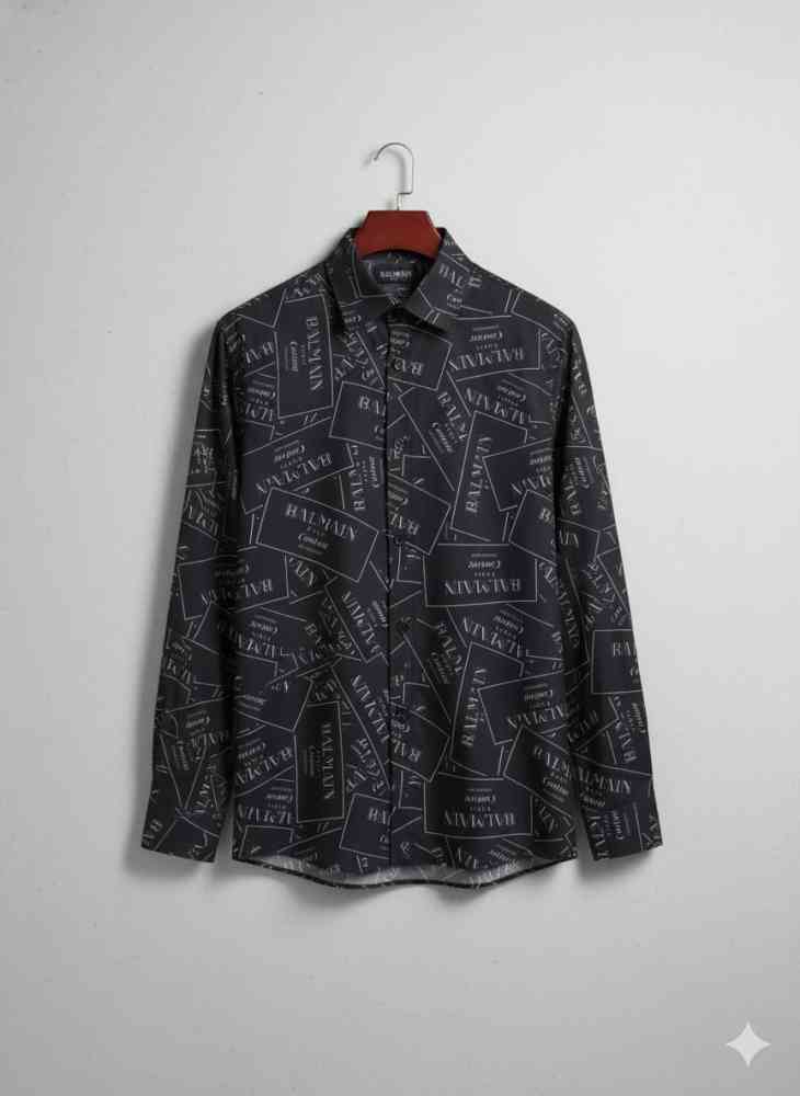 Balmain Embroidered Black Premium Cotton Shirt-3