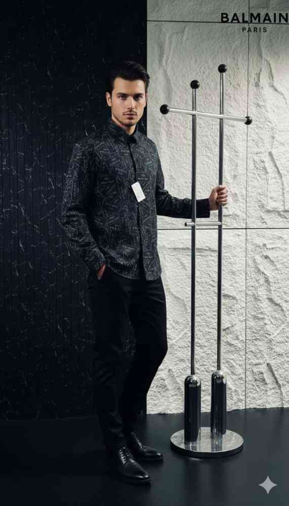 Balmain Embroidered Black Premium Cotton Shirt-1