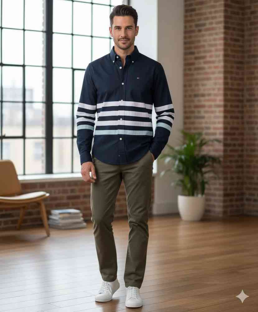 Navy Blue Tommy Hilfiger White Premium Shirt