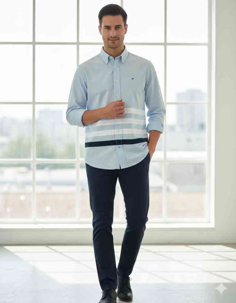 Sky Blue Tommy Hilfiger White Premium Shirt