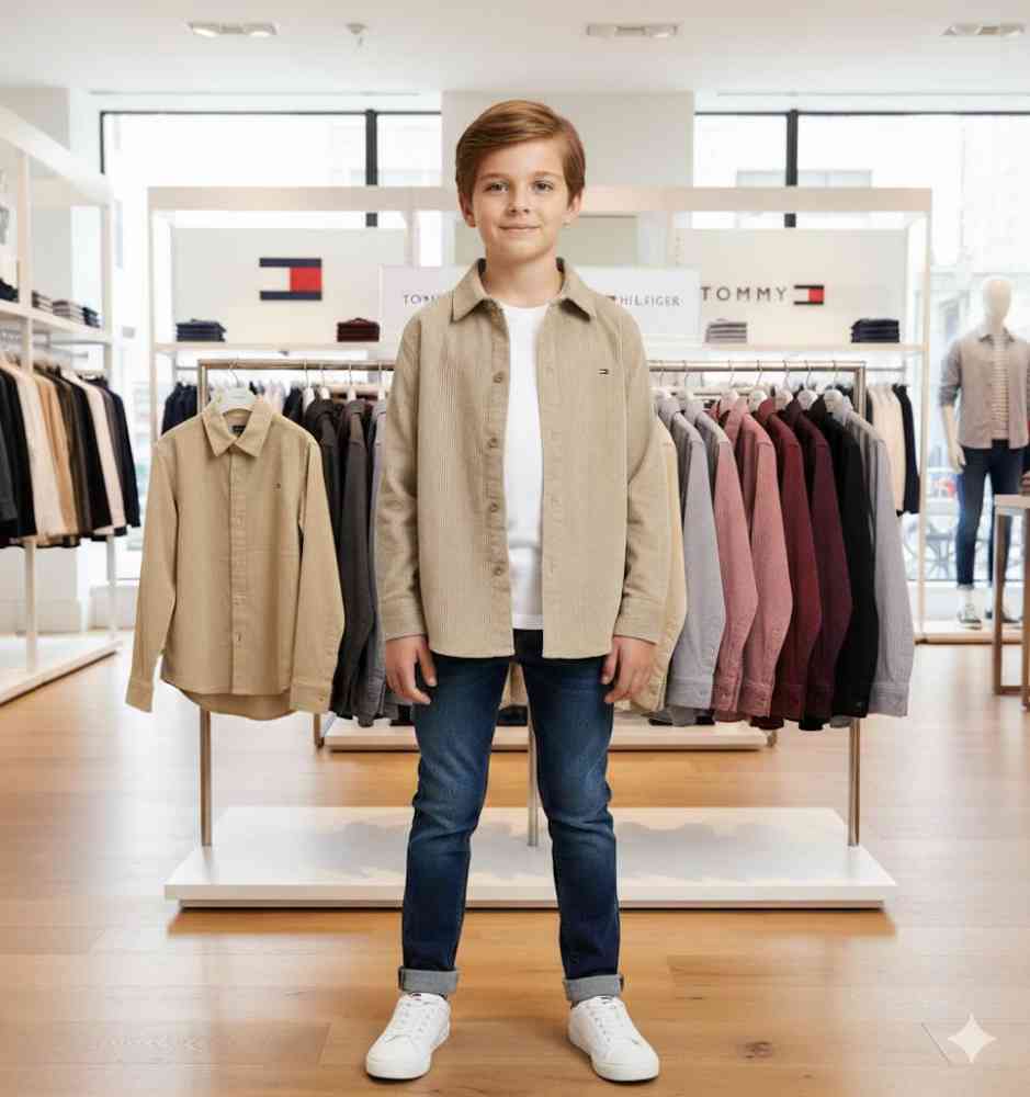 Tommy Hilfiger Brown Premium Kids Shirt-thumb-0