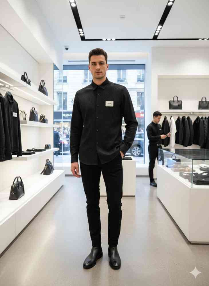 Balmain Embroidered Black Premium Cotton Shirt-thumb-0