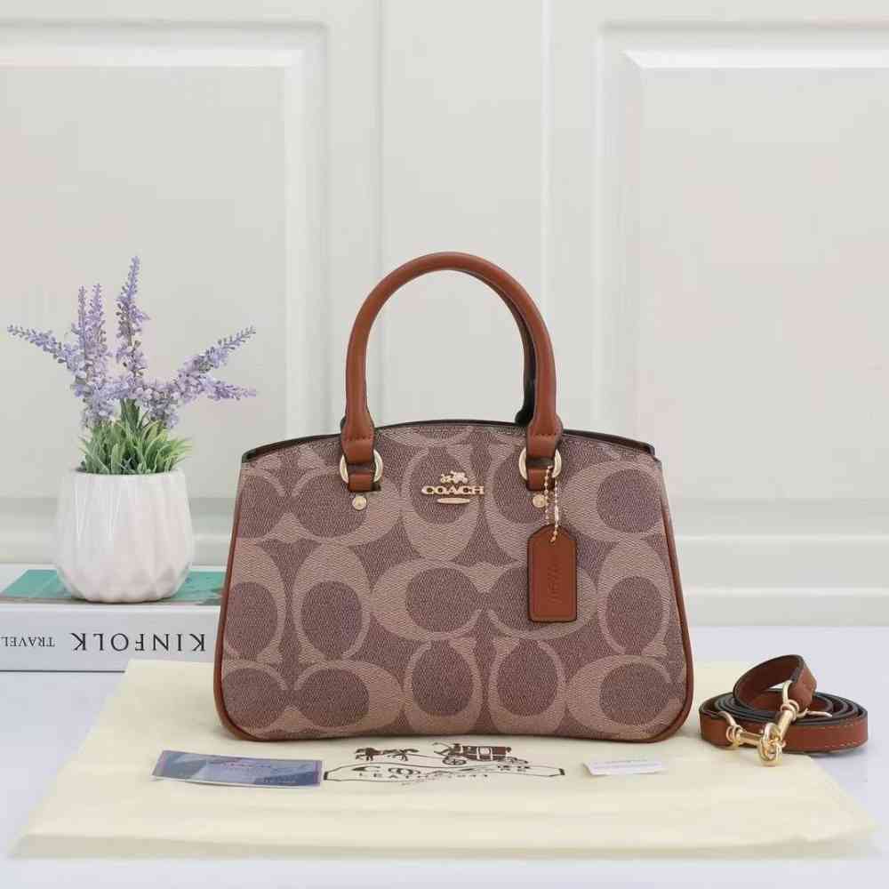 Coach C Logo Darcie Brown HandBag-thumb-0
