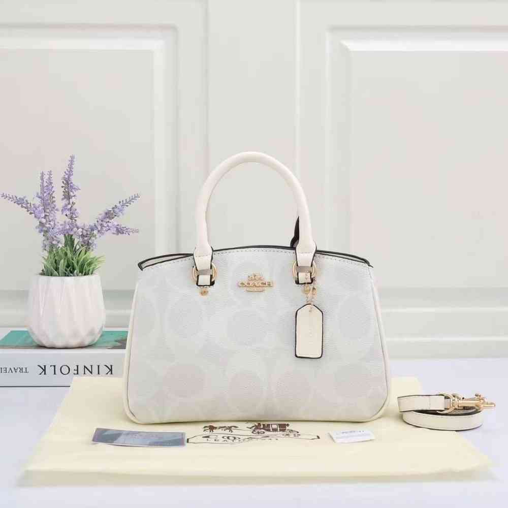 Coach C Logo Darcie White HandBag-thumb-0