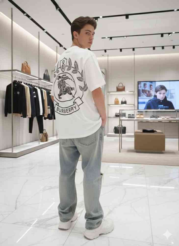 Burberry White Premium Exclusive Polo T-shirt-thumb-1