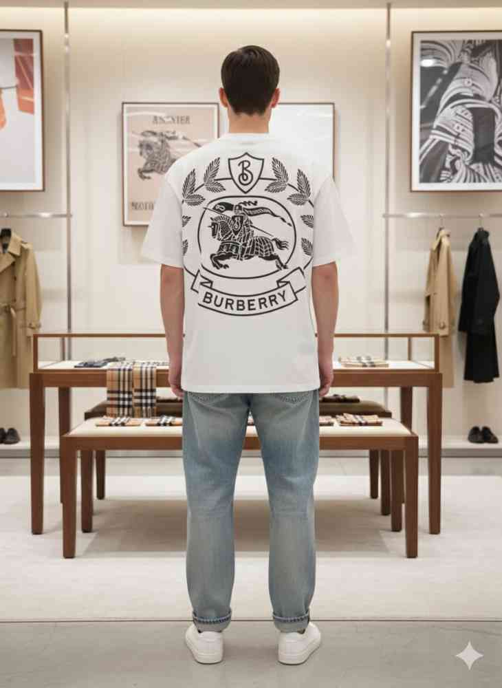 Burberry White Premium Exclusive Polo T-shirt-thumb-3