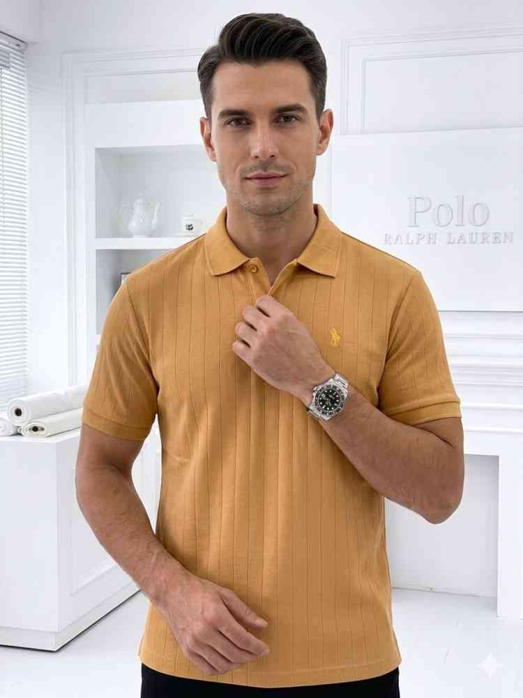 Yellow Ralph Lauren Cream Premium Collar T-shirt