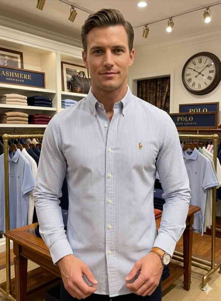 Ralph Lauren Sky Blue Premium Quality Cotton Shirt-thumb-0