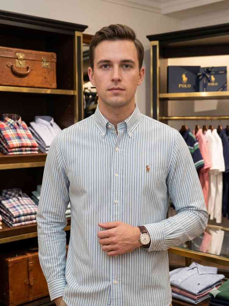 Blue Ralph Lauren Cream Premium Quality Cotton Shirt