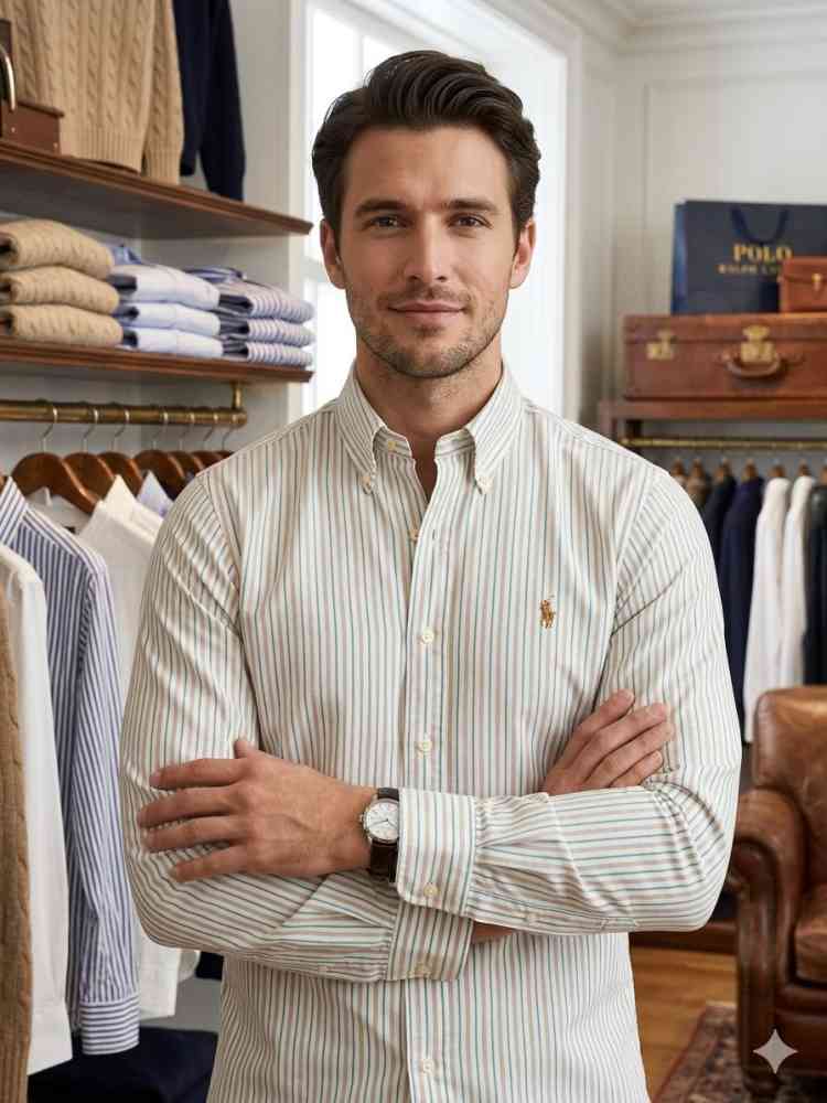 Ralph Lauren Cream Premium Quality Cotton Shirt-thumb-0