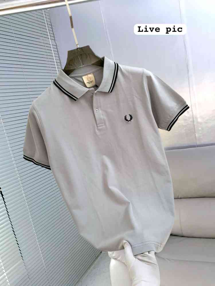 Fred Perry Embroidered logo Grey Premium T-shirt-thumb-1