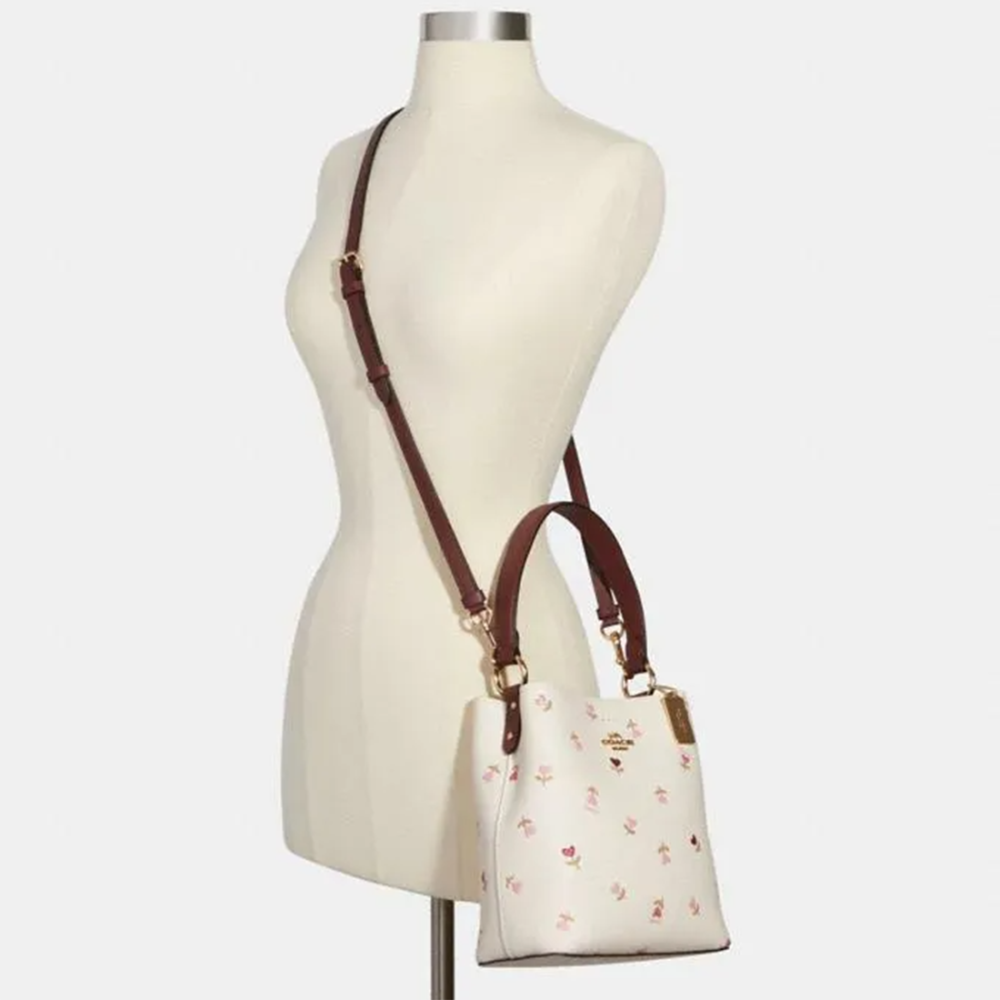 Coach Medium Floral Cream Bucket Shoulder Bag-thumb-1