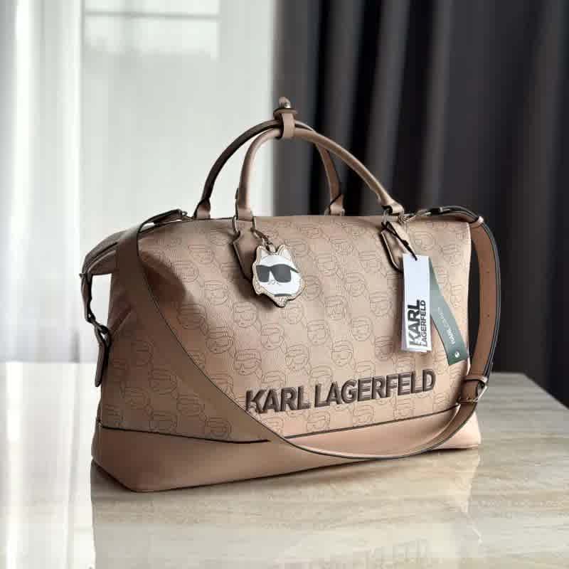 Karl Lagerfeld Brown Ikonik Duffle Bag-thumb-2