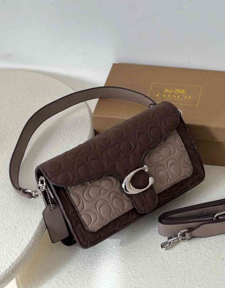 Brown Coach White Tabby Shoulder Bag