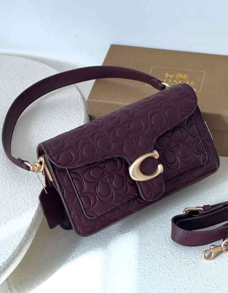 Wine Coach White Tabby Shoulder Bag