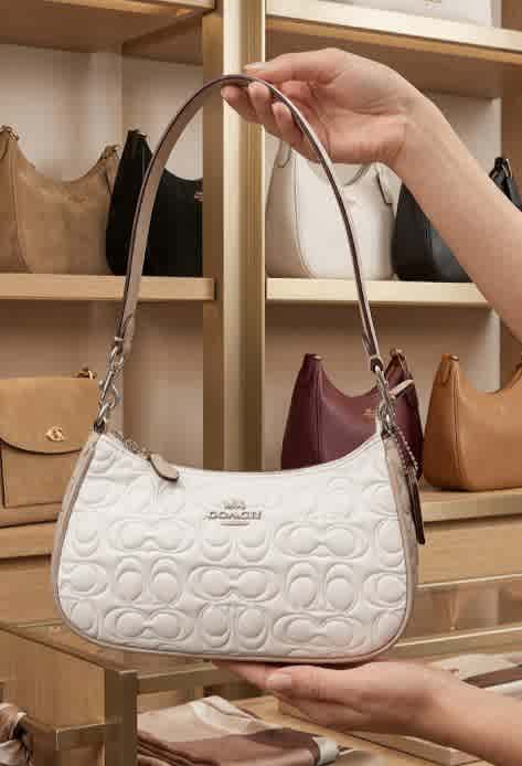 White Coach Black Tabby Shoulder Bag