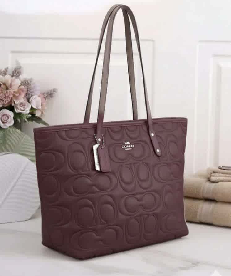 Wine Coach Cream Tabby Tote Bag