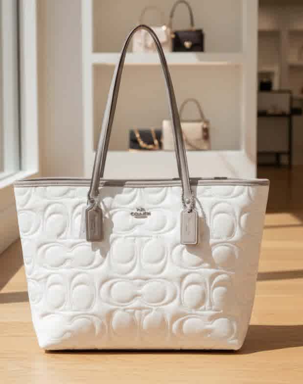 White Coach Cream Tabby Tote Bag