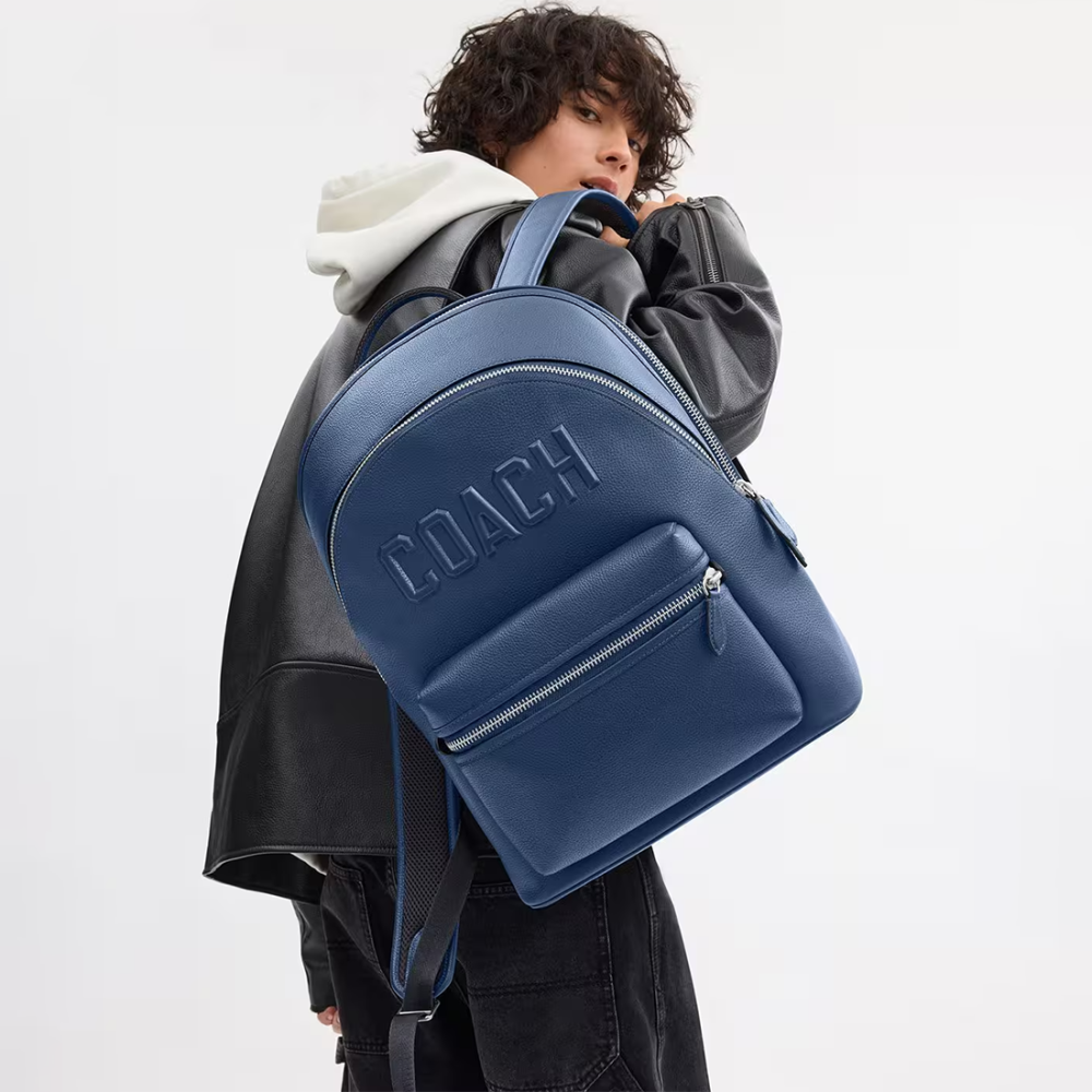 Coach Charter Blue Backpack in Signature Leather-4