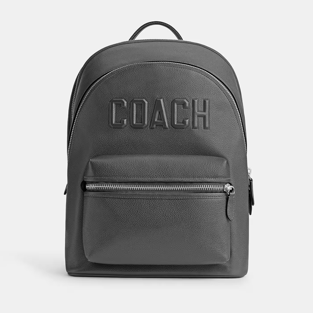 Black Coach Charter Blue Backpack in Signature Leather