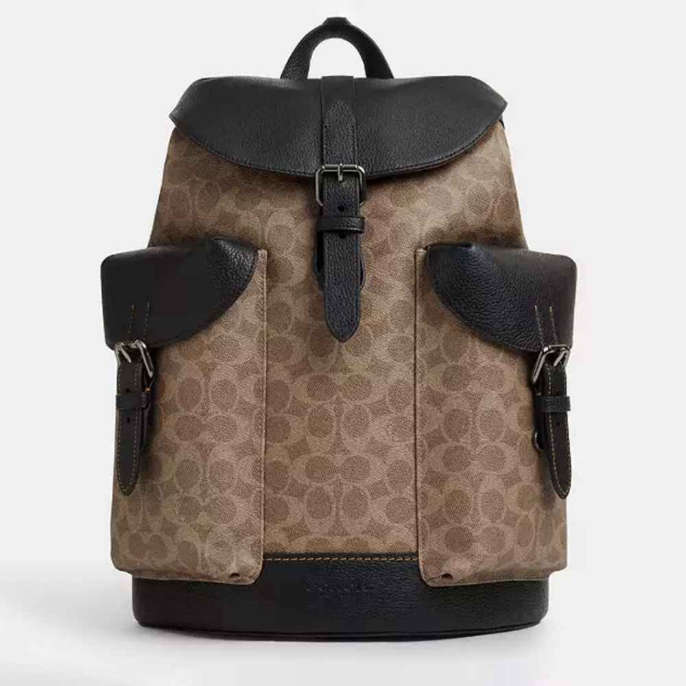 Coach Highend Beige Leather Backpack-thumb-0