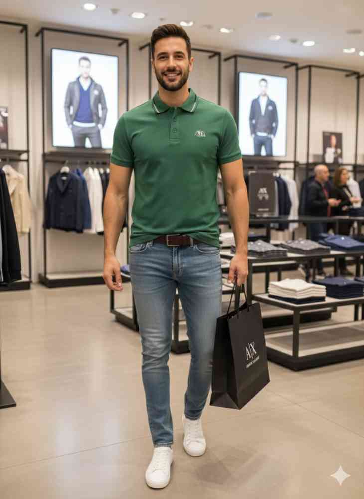 Green Armani Exchange Blue Premium Quality T-shirt