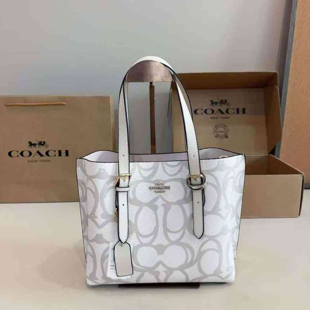 Coach Mollie White Medium Tote Bag-thumb-0