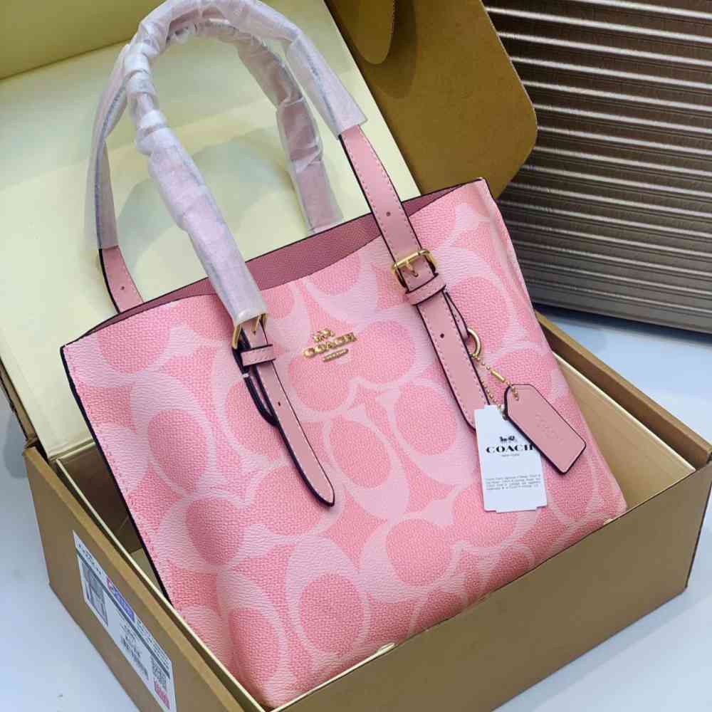 Pink Coach Mollie White Medium Tote Bag