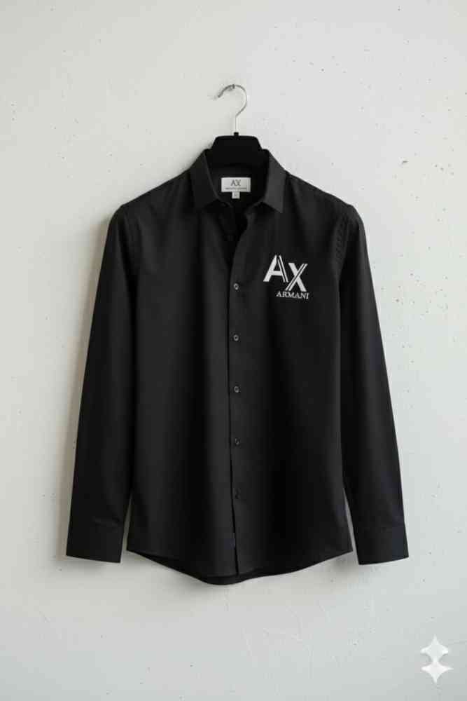Armani Exchange Black Premium Quality Cotton Shirt-thumb-1
