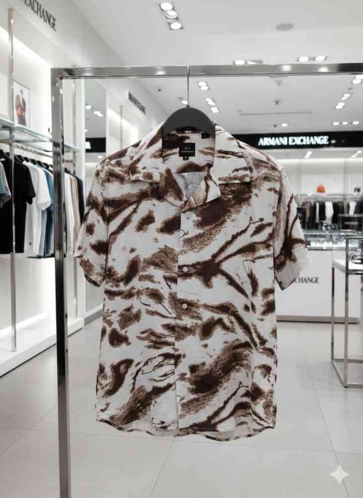 Armani Exchange Printed Premium Quality Short Sleeve Shirt-thumb-2